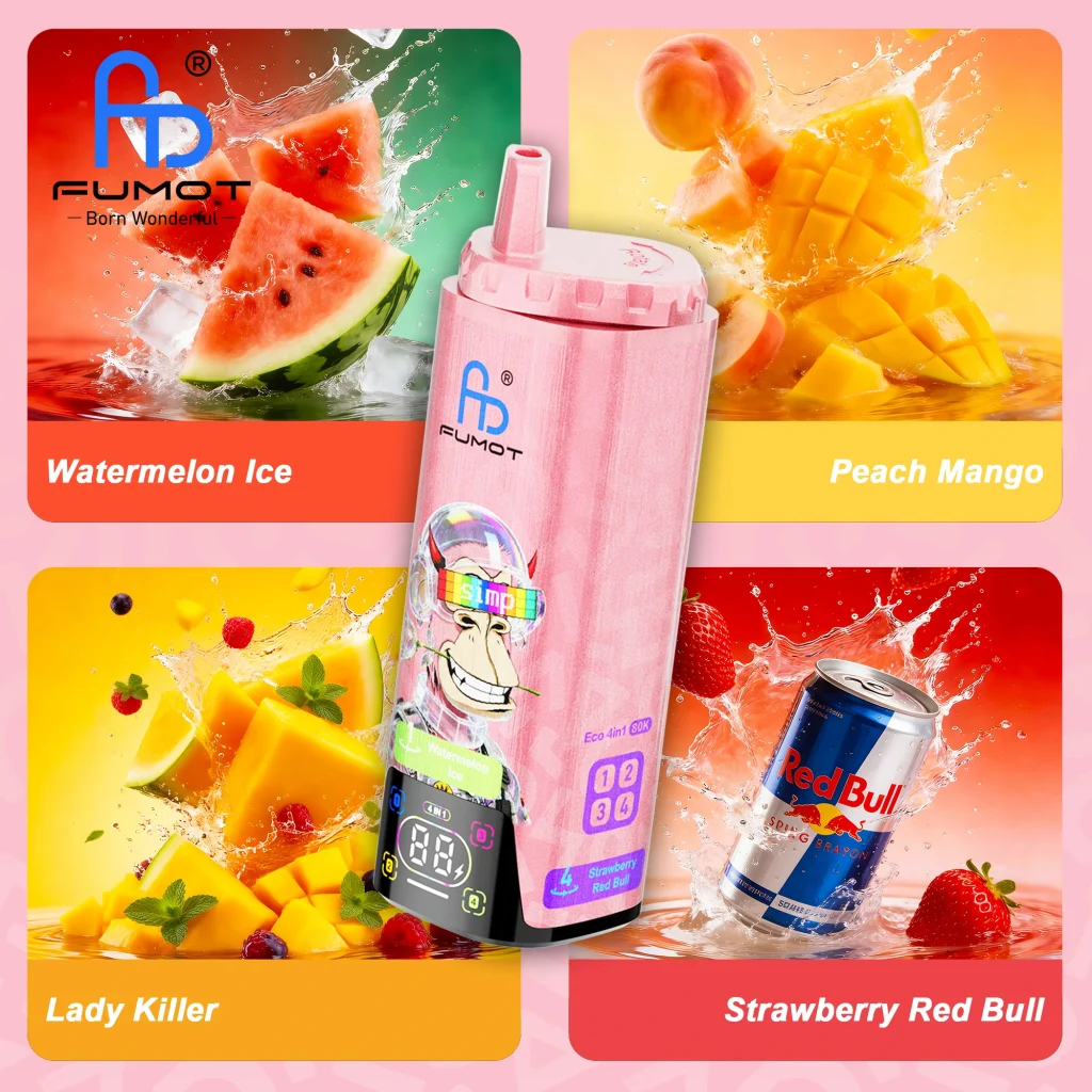 Fumot Eco 4in1 80K - Watermelon Ice & Peach Mango & Lady Killer & Strawberry Red Bull 01