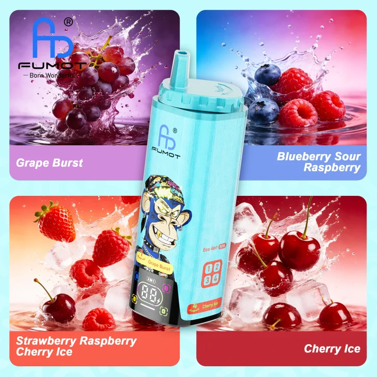 Fumot Eco 4in1 80K - Grape Burst & Blueberry Sour Raspberry & Strawberry Raspberry Cherry Ice & Cherry Ice